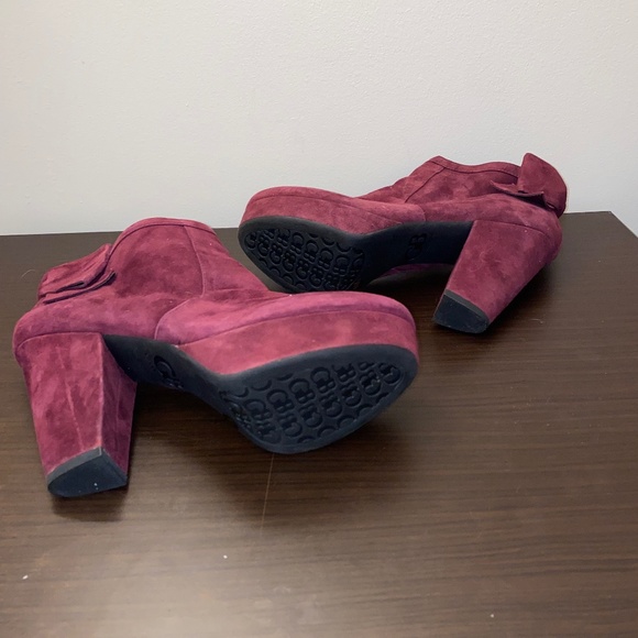 Gianni Bini Wine Suede Heeled Boots - Picture 2 of 3